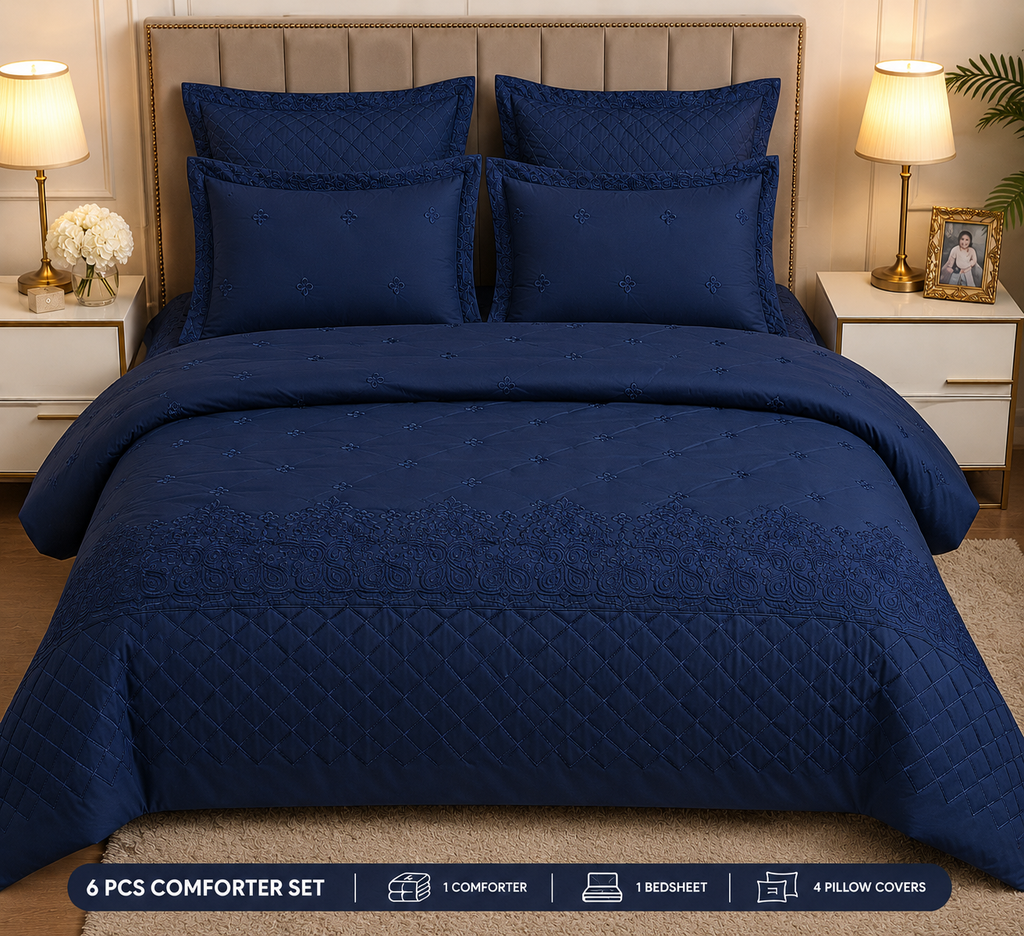 cotton embroidered comforter set