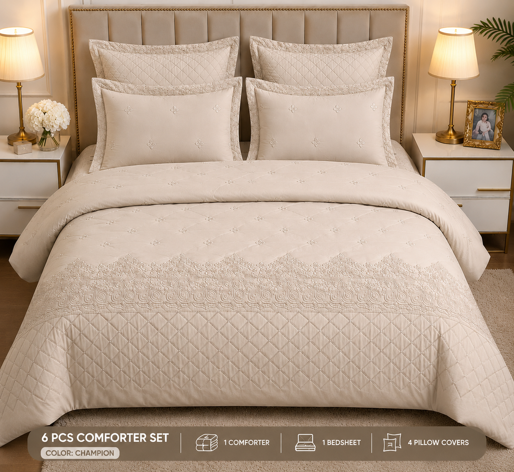 cotton embroidered comforter set