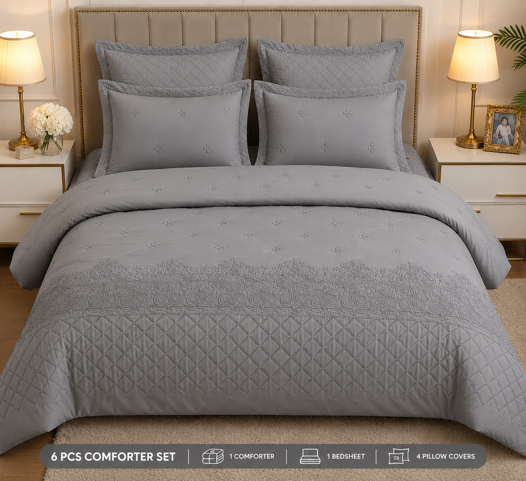 cotton embroidered comforter set