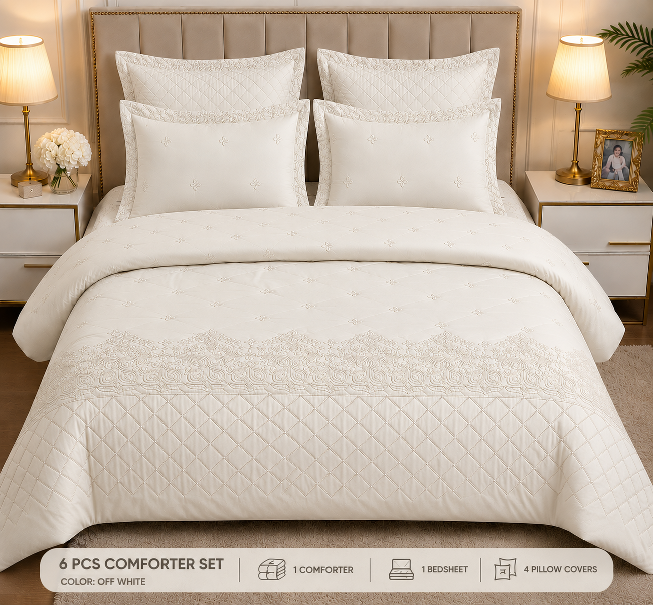 cotton embroidered comforter set