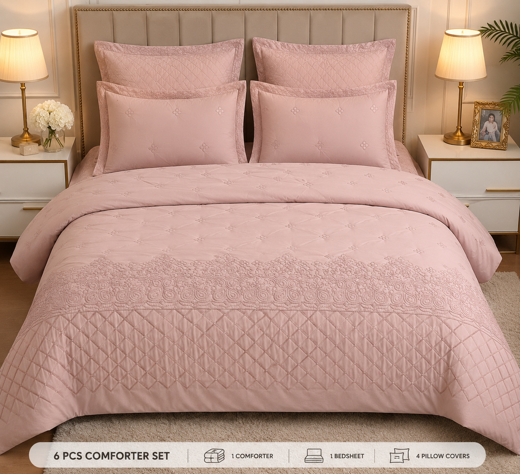 cotton embroidered comforter set